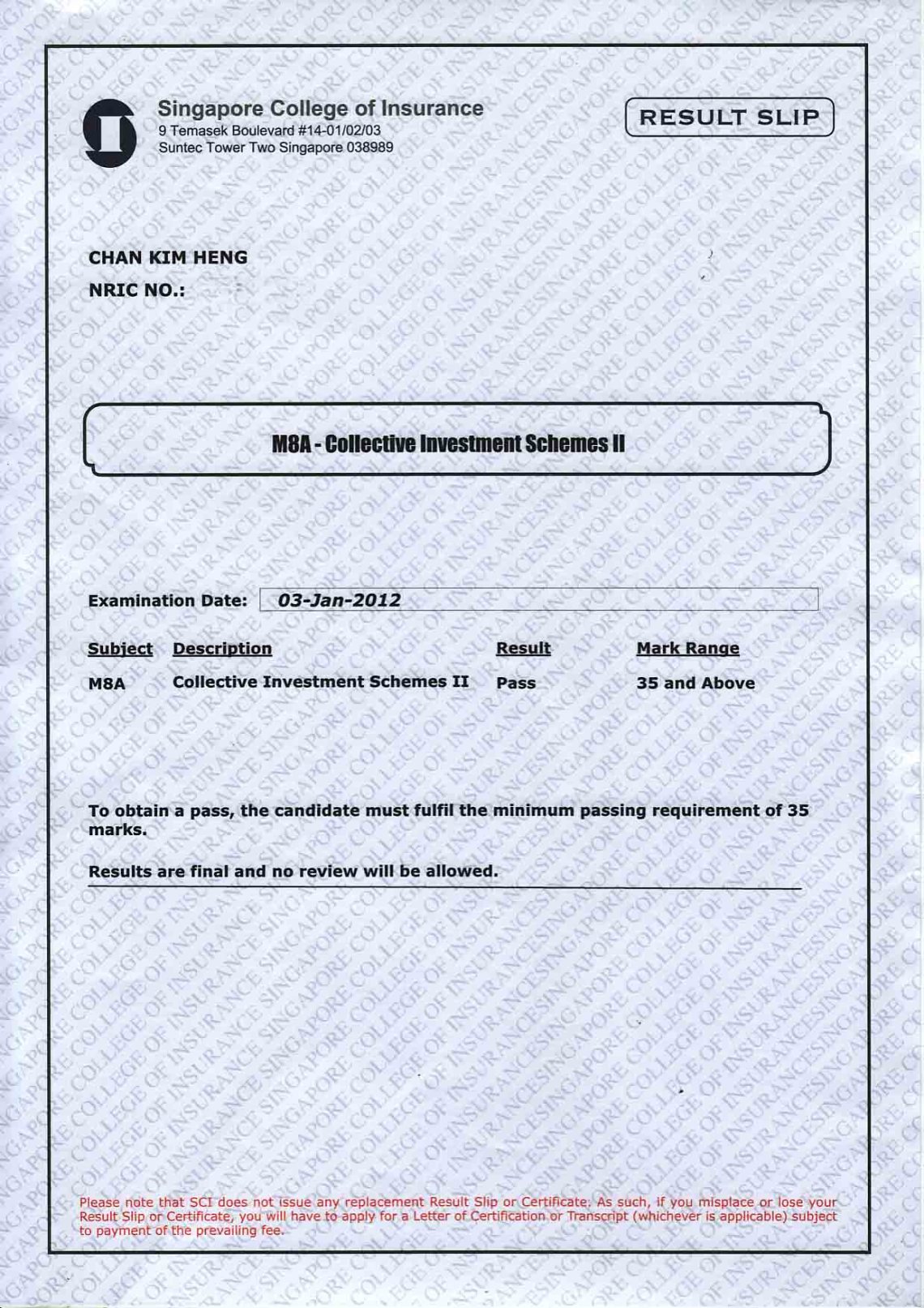 M8A - Collective Investment Scheme II